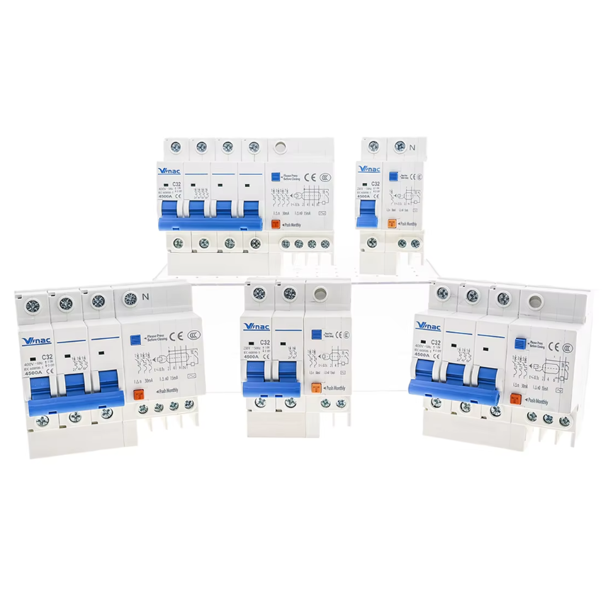 DZ47LE-63 2P 3P 4P 1P+N 3P+N 6-63A 6KV RCBO